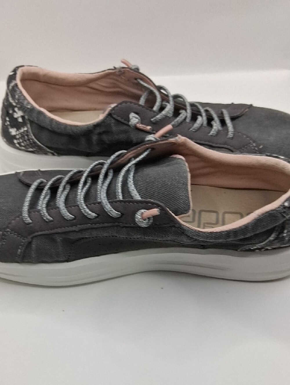 HEY DUDE Gray Lace-Up Sneakers with Pink Accents - Picture 8 of 11